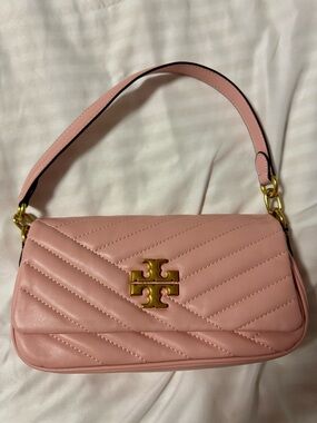 AUTHENTIC Tory Burch Blush Quilted Leather Shoulder Bag with Gold Logo